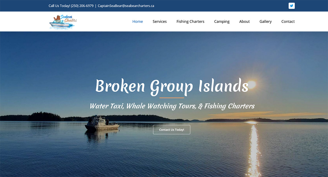 Seabear water taxi operating in the Broken Group Islands